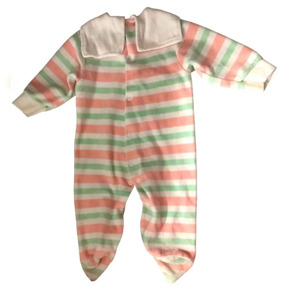 ‎Vintage pastel striped velour outfit
